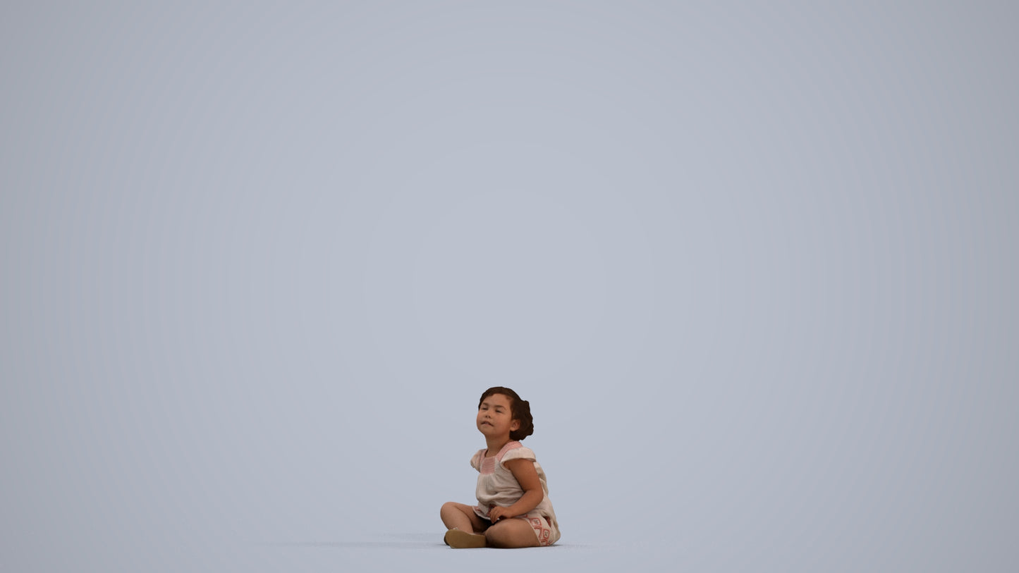 3D human model girl casual kids, photogrammetry scanned person for archviz, standing pose render