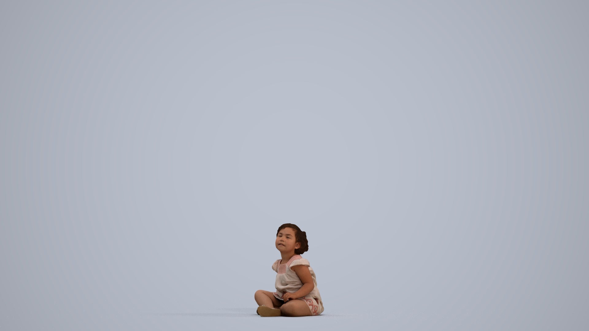 3D human model girl casual kids, photogrammetry scanned person for archviz, standing pose render