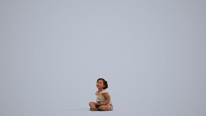 3D human model girl casual kids, photogrammetry scanned person for archviz, standing pose render
