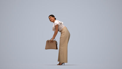 3D scanned woman standing business, photorealistic archviz people for Enscape and SketchUp, top-down view render