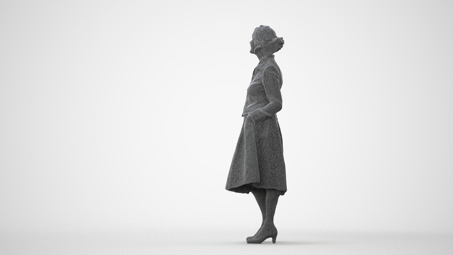realistic 3D people senior woman business standing, render-ready for V-Ray and Corona, FBX OBJ, square thumbnail