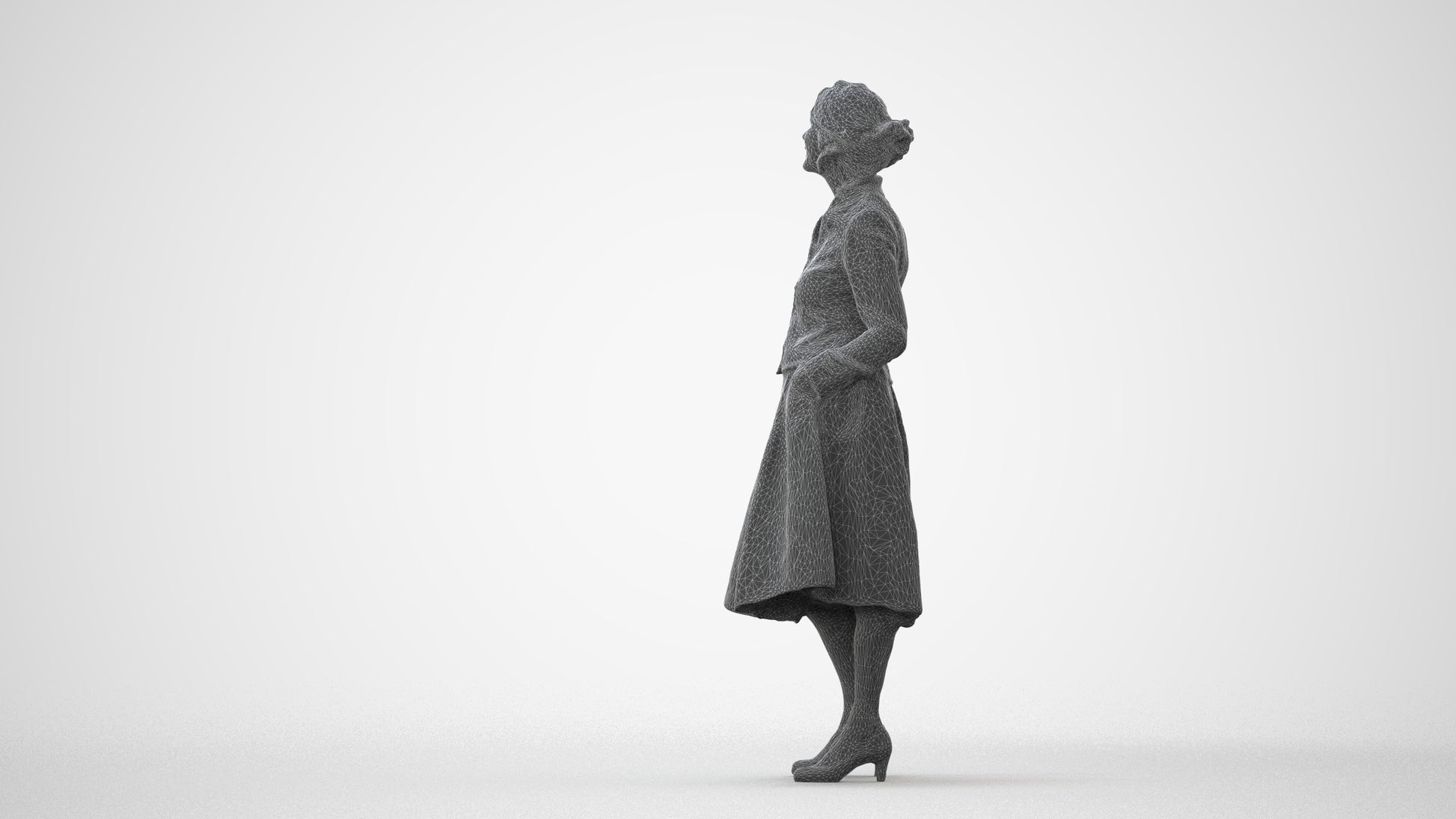 realistic 3D people senior woman business standing, render-ready for V-Ray and Corona, FBX OBJ, square thumbnail