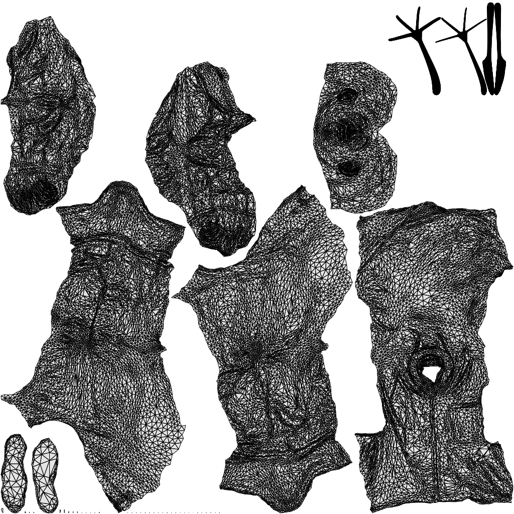 3D human model senior man casual sitting, photogrammetry scanned person for archviz, wireframe top-down view