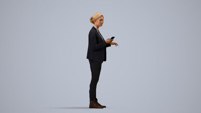 scanned 3D woman business, photogrammetry people for Enscape and V-Ray, side view render
