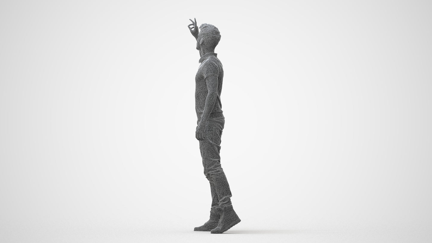 3D human model man casual standing, photogrammetry scanned person for archviz, square thumbnail