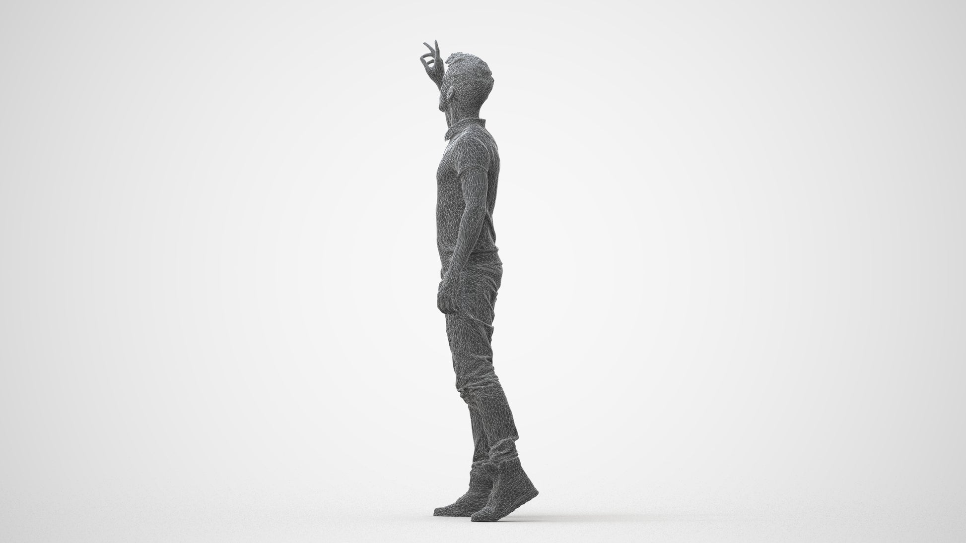 3D human model man casual standing, photogrammetry scanned person for archviz, square thumbnail