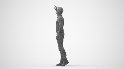 3D human model man casual standing, photogrammetry scanned person for archviz, square thumbnail