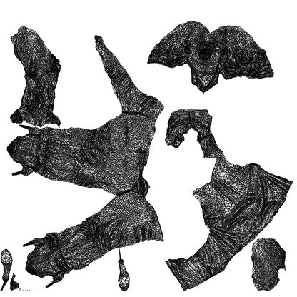 3D scanned woman standing casual, photorealistic archviz people for Enscape and SketchUp, wireframe top-down view