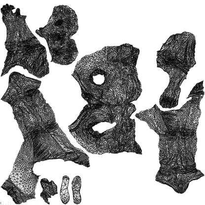 scanned 3D man casual sitting, photogrammetry people for Enscape and V-Ray, wireframe top-down view