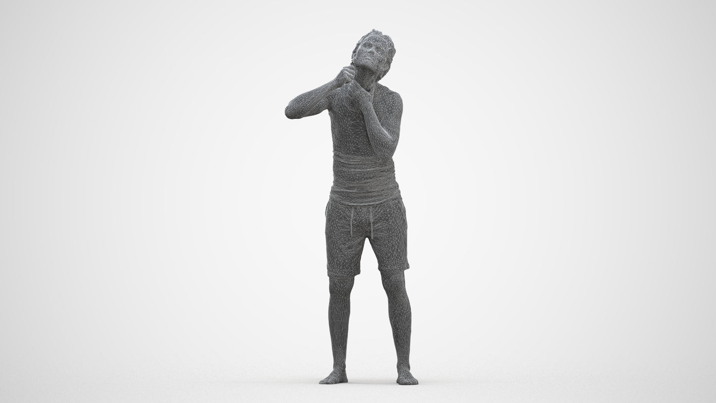 realistic 3D human man bathroom, archviz people FBX OBJ for Blender, three-quarter front view render