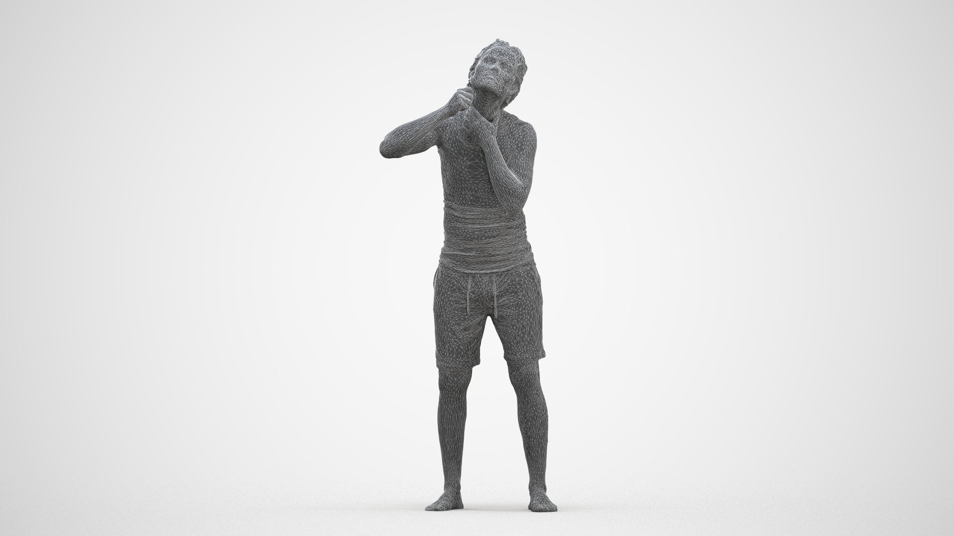 realistic 3D human man bathroom, archviz people FBX OBJ for Blender, three-quarter front view render