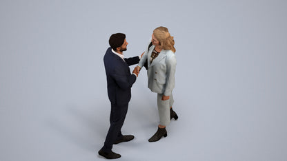 3D human model woman business, photogrammetry scanned person for archviz, back view render