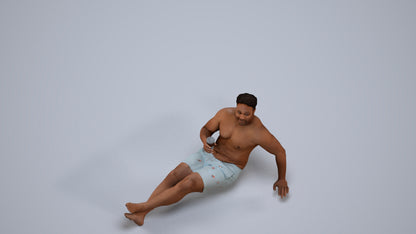 realistic 3D human man pool, archviz people FBX OBJ for Blender, back view render