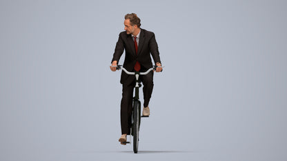 scanned 3D man business cycling, photogrammetry people for Enscape and V-Ray, top-down view render