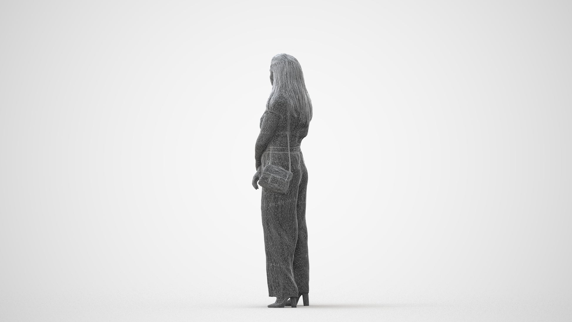 realistic 3D people woman casual standing, render-ready for V-Ray and Corona, FBX OBJ, square thumbnail