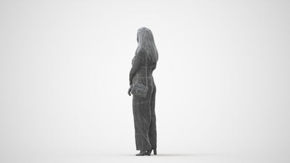 realistic 3D people woman casual standing, render-ready for V-Ray and Corona, FBX OBJ, square thumbnail