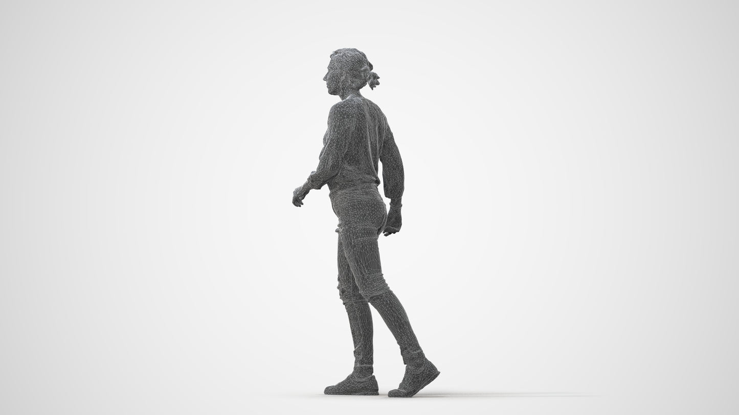 realistic 3D human woman casual walking, archviz people FBX OBJ for Blender, square thumbnail