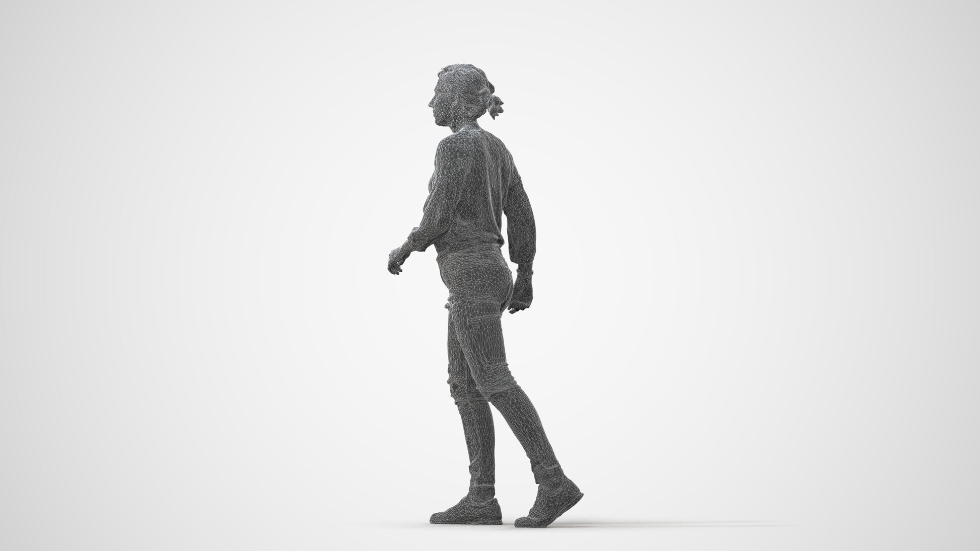 realistic 3D human woman casual walking, archviz people FBX OBJ for Blender, square thumbnail
