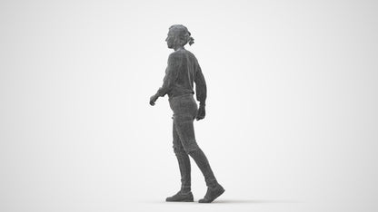 realistic 3D human woman casual walking, archviz people FBX OBJ for Blender, square thumbnail