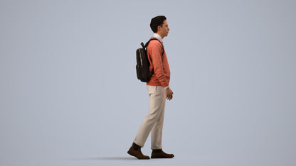 realistic 3D human man casual walking, archviz people FBX OBJ for Blender, side view render