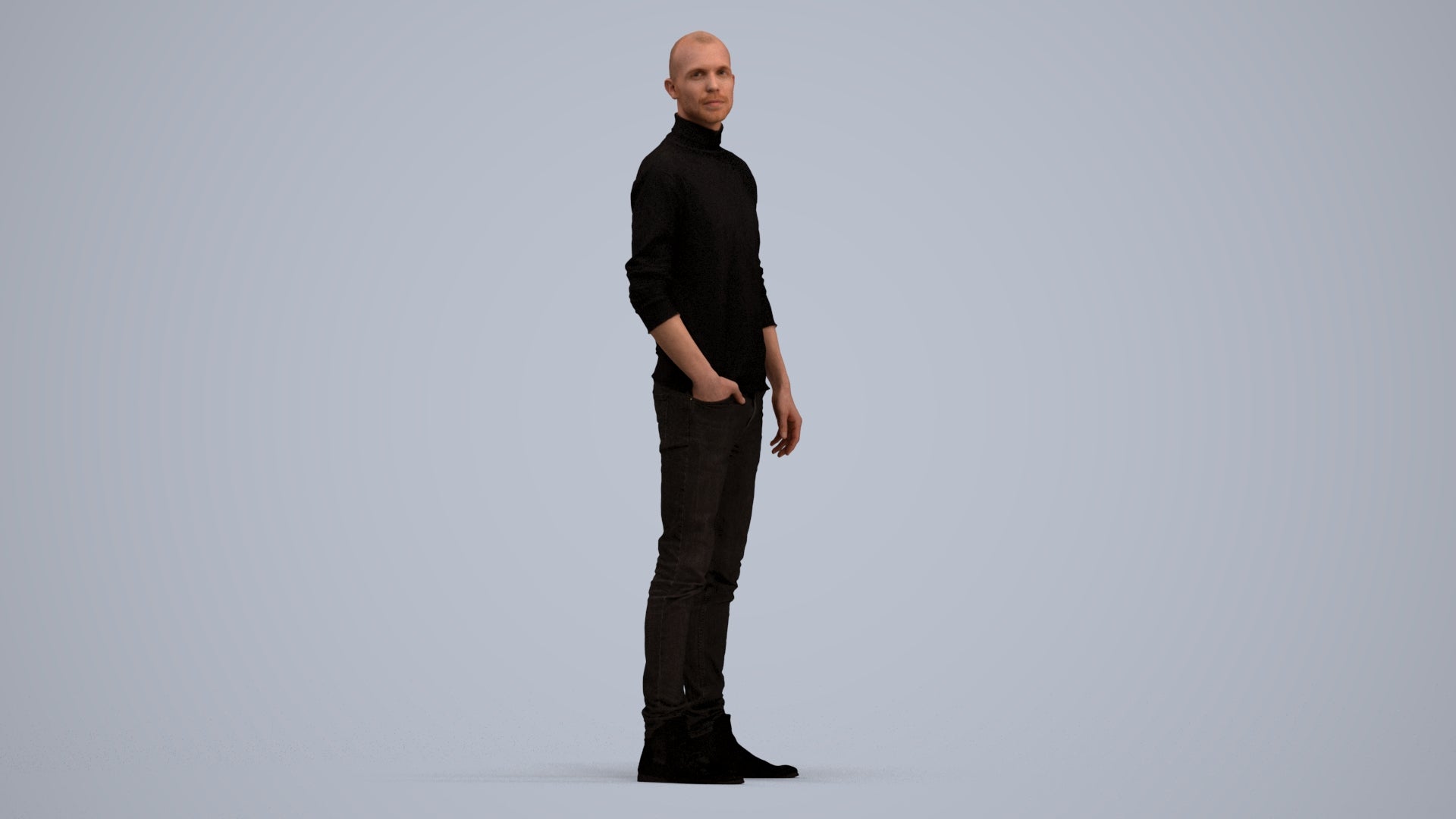 photogrammetry 3D man casual standing, realistic human model archviz FBX, standing pose render