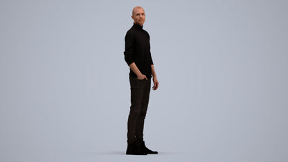 photogrammetry 3D man casual standing, realistic human model archviz FBX, standing pose render