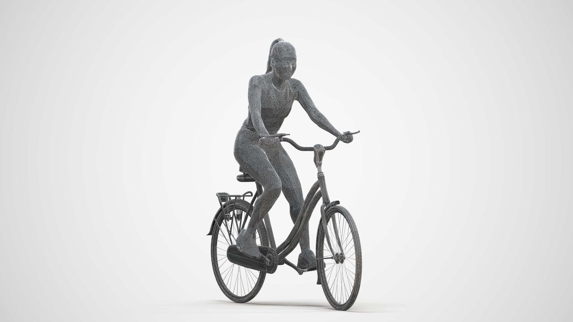 realistic 3D people woman sport cycling, render-ready for V-Ray and Corona, FBX OBJ, three-quarter front view render