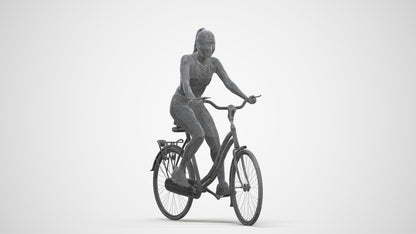 realistic 3D people woman sport cycling, render-ready for V-Ray and Corona, FBX OBJ, three-quarter front view render