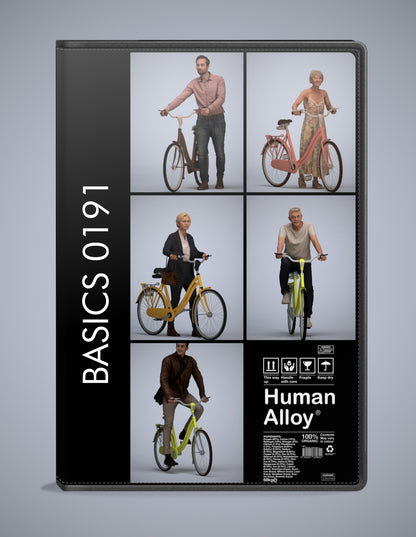5x realistic 3D people cycling pack, scanned archviz collection for Blender and 3ds Max