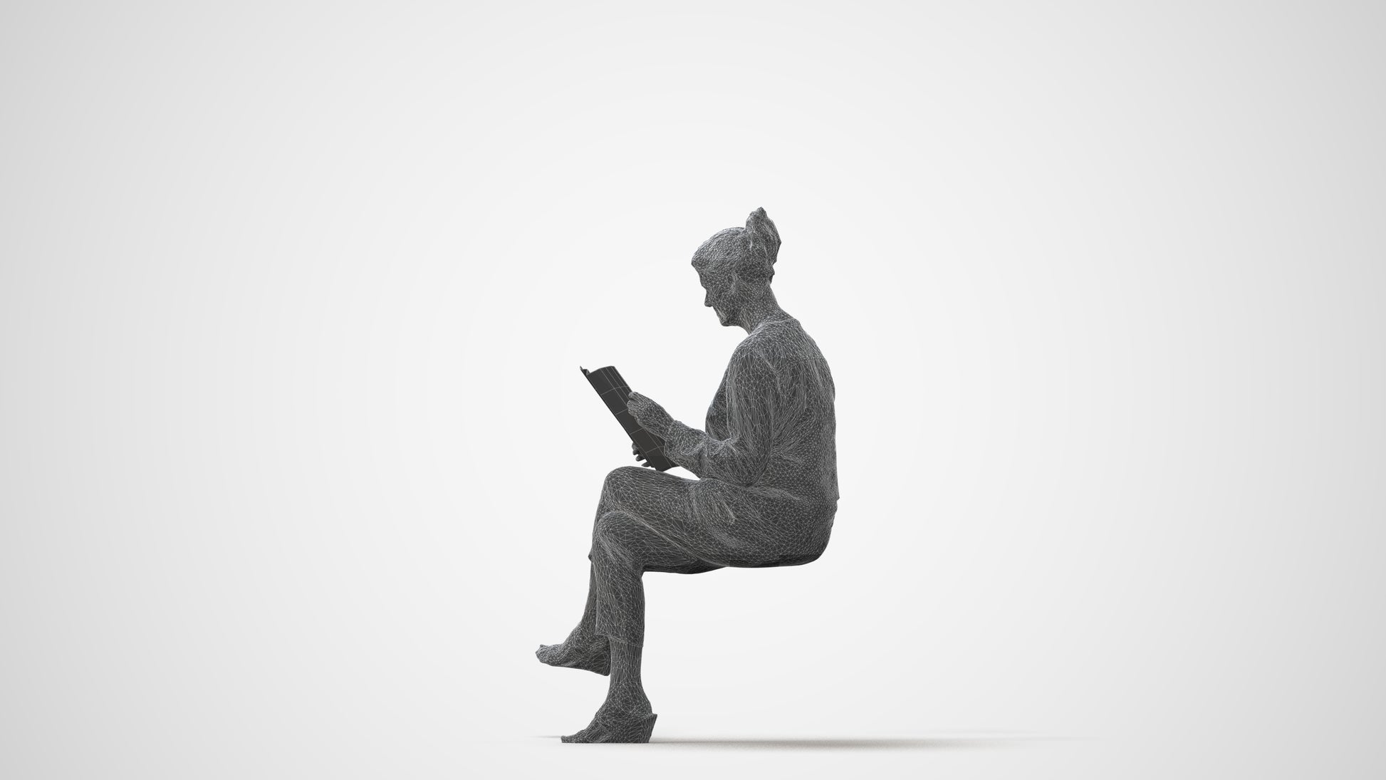 3D people model woman casual sitting, scanned human for 3ds Max rendering, square thumbnail