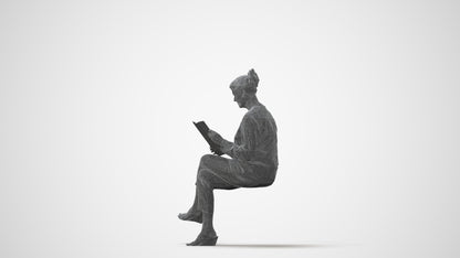 3D people model woman casual sitting, scanned human for 3ds Max rendering, square thumbnail