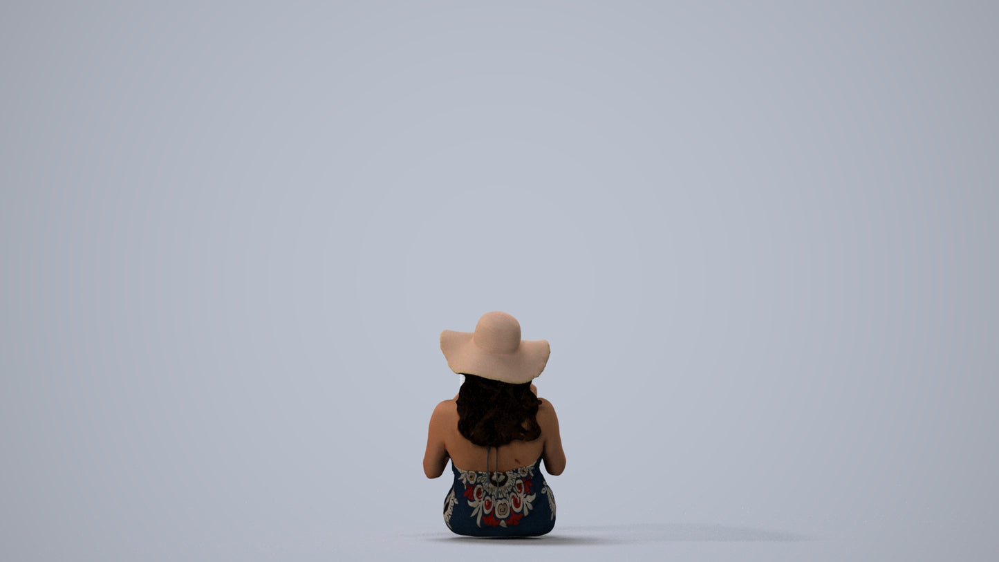 3D scanned woman pool, photorealistic archviz people for Enscape and SketchUp, three-quarter view render