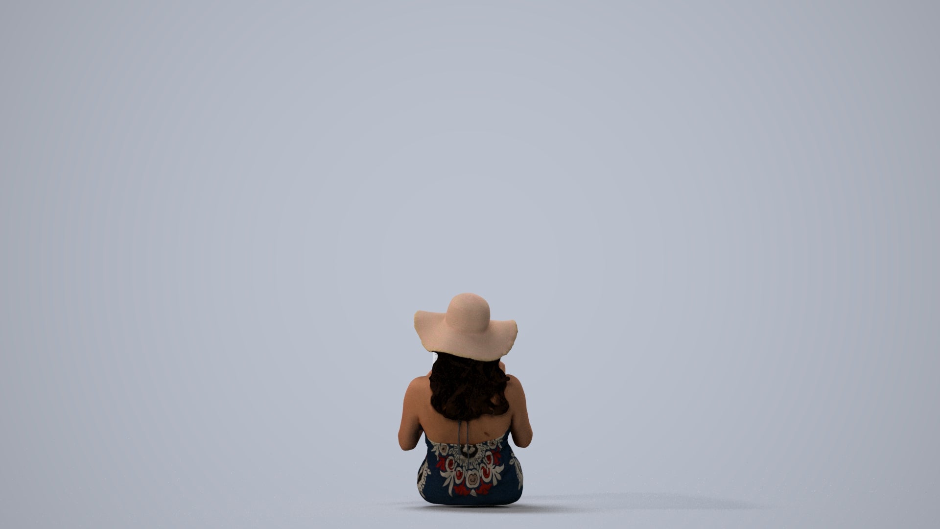 3D scanned woman pool, photorealistic archviz people for Enscape and SketchUp, three-quarter view render