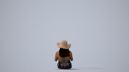 3D scanned woman pool, photorealistic archviz people for Enscape and SketchUp, three-quarter view render