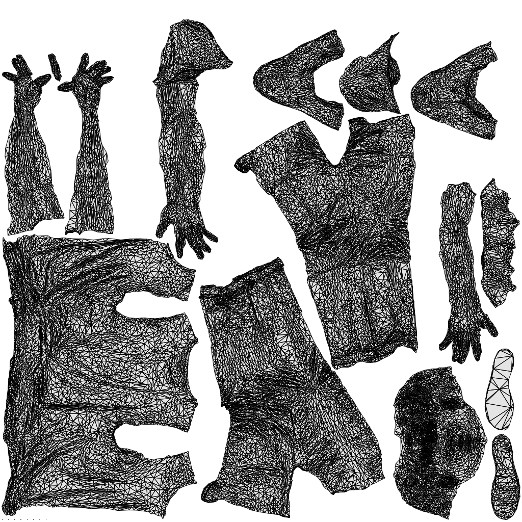 3D human model man casual walking, photogrammetry scanned person for archviz, wireframe top-down view