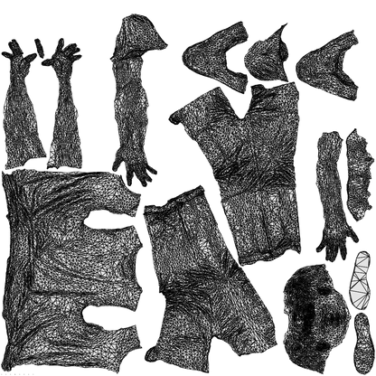 3D human model man casual walking, photogrammetry scanned person for archviz, wireframe top-down view