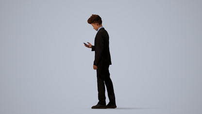 3D human model boy kids, photogrammetry scanned person for archviz, three-quarter view render