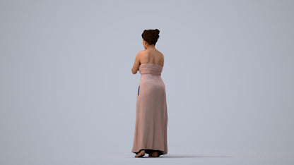 realistic 3D human woman casual standing, archviz people FBX OBJ for Blender, three-quarter view render