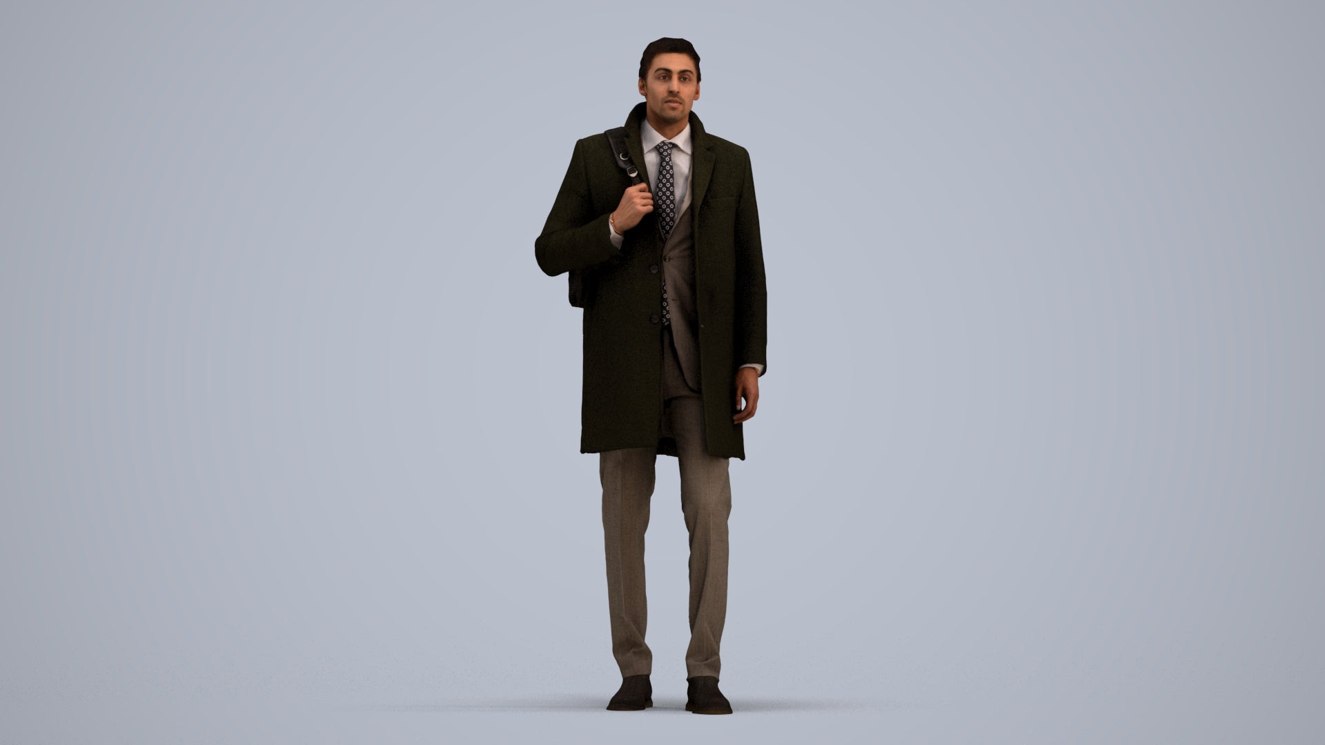 photogrammetry 3D man business, realistic human model archviz FBX, standing pose render
