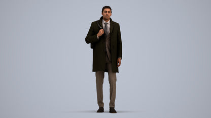 photogrammetry 3D man business, realistic human model archviz FBX, standing pose render