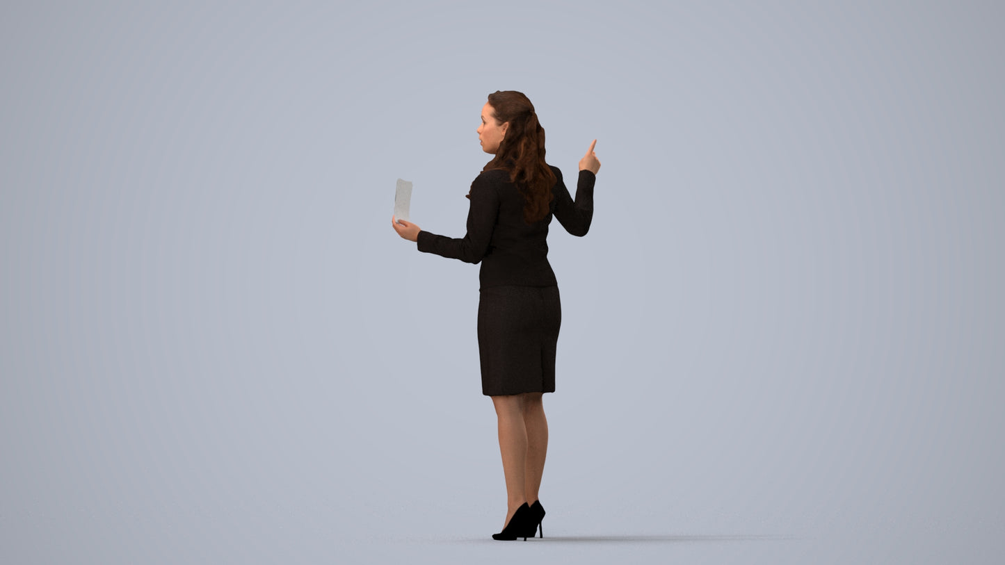 3D people model woman business, scanned human for 3ds Max rendering, three-quarter view render