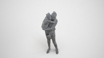 3D scanned girl kids casual, photorealistic archviz people for Enscape and SketchUp, wireframe three-quarter view