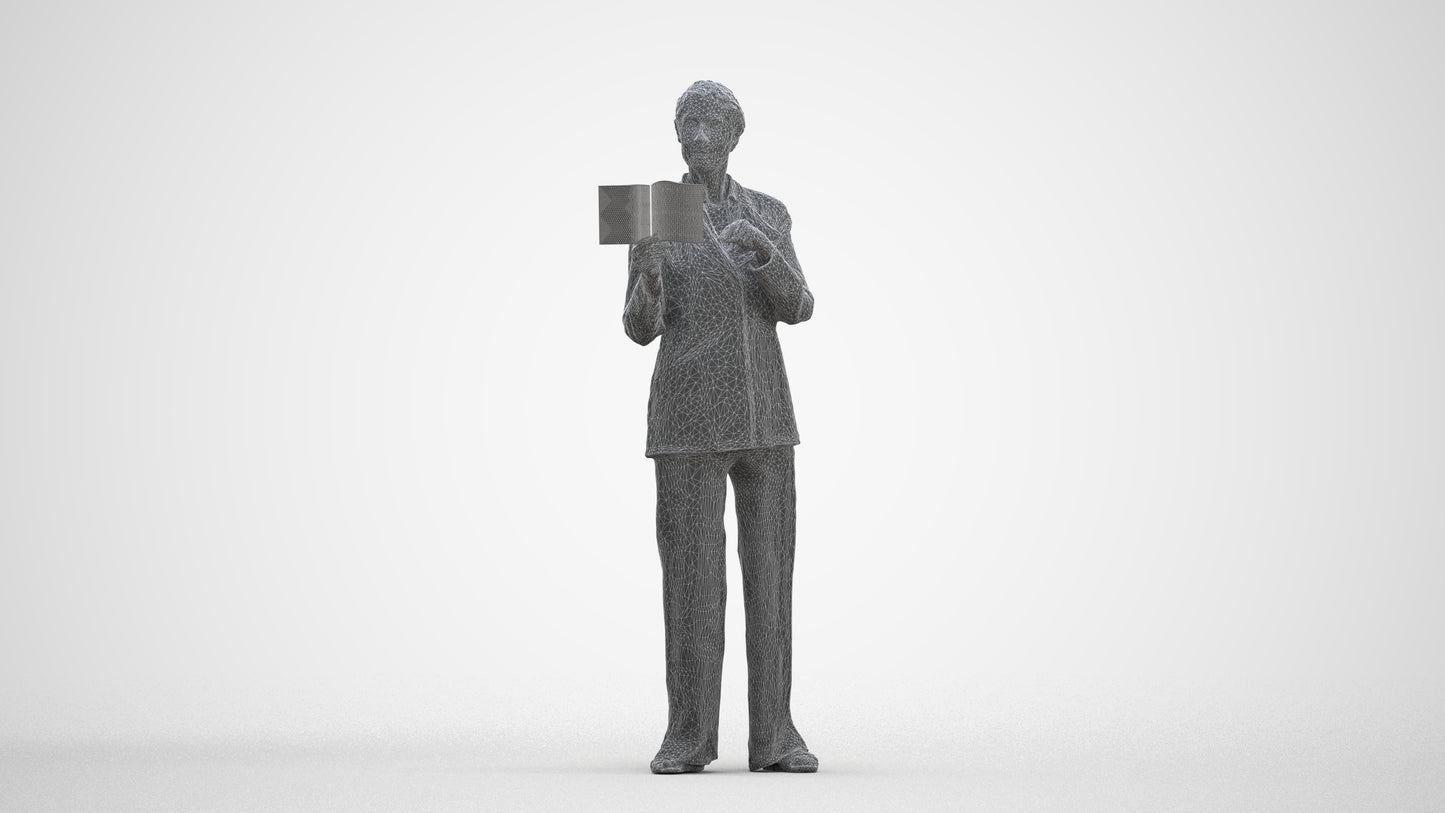 3D scanned senior woman business, photorealistic archviz people for Enscape and SketchUp, three-quarter front view render