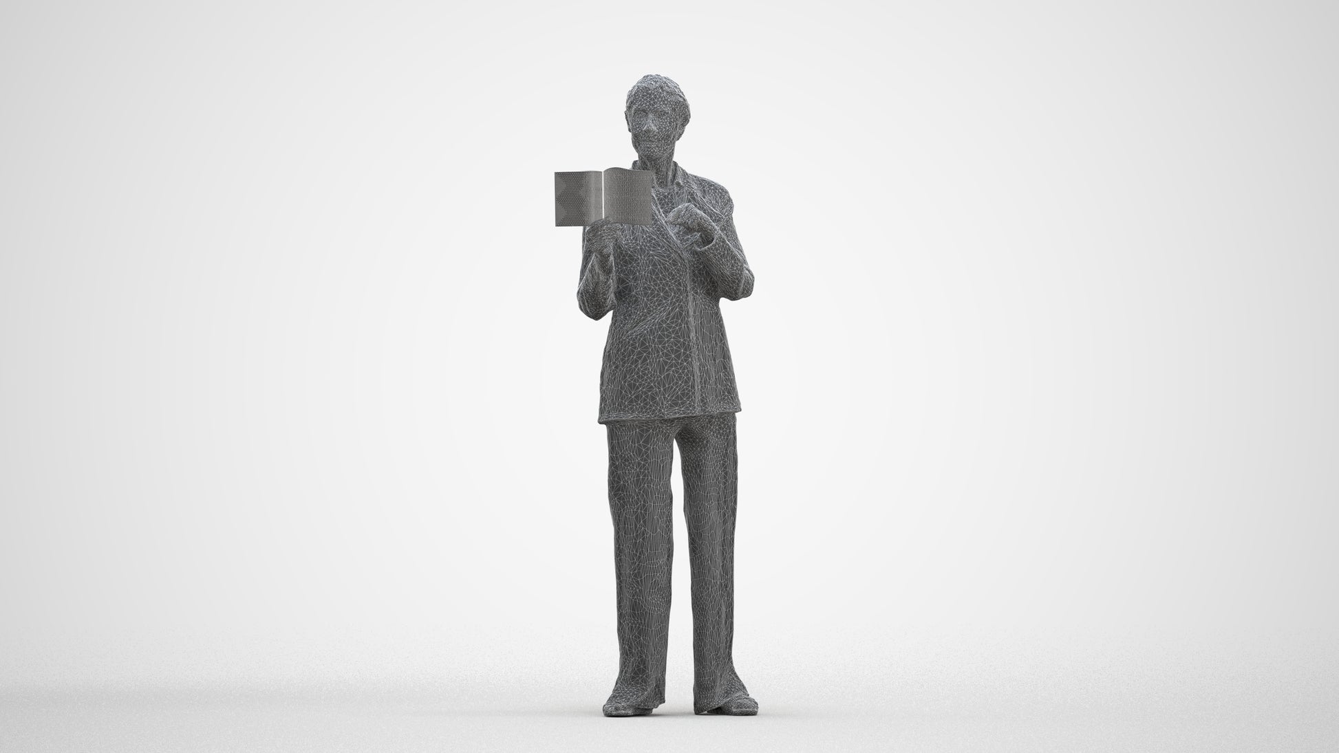 3D scanned senior woman business, photorealistic archviz people for Enscape and SketchUp, three-quarter front view render