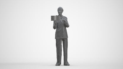3D scanned senior woman business, photorealistic archviz people for Enscape and SketchUp, three-quarter front view render