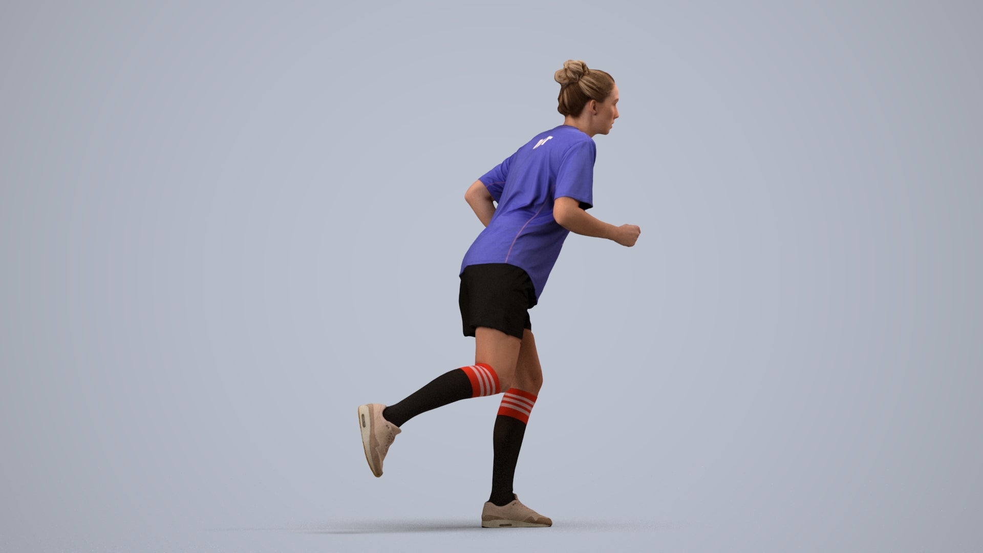 3D scanned woman sport, photorealistic archviz people for Enscape and SketchUp, side view render