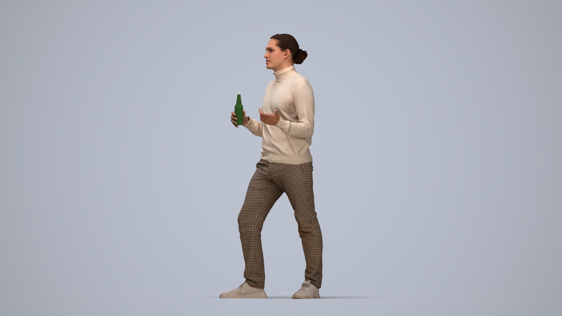 photogrammetry 3D man casual standing, realistic human model archviz FBX, top-down view render