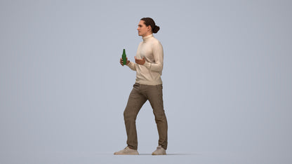 photogrammetry 3D man casual standing, realistic human model archviz FBX, top-down view render
