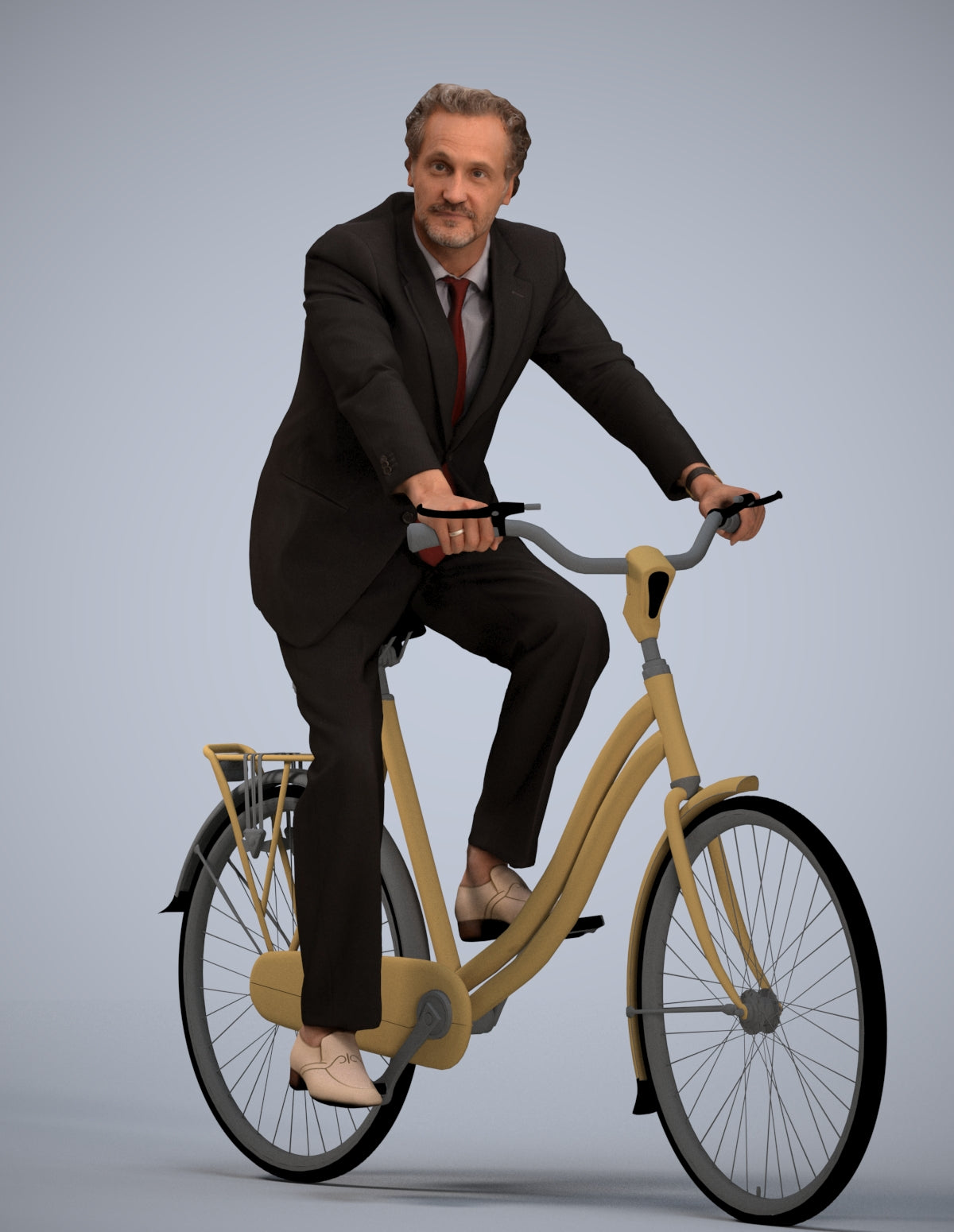 realistic 3D people man business cycling, render-ready for V-Ray and Corona, FBX OBJ