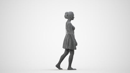 3D human model woman formal formalaffairs, photogrammetry scanned person for archviz, wireframe side view